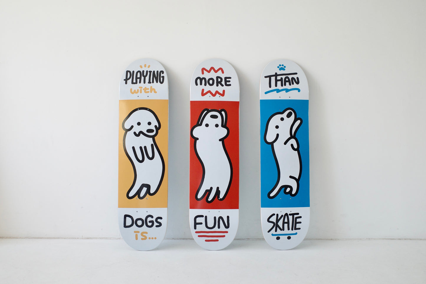 MATSUI "Tout ce dont vous avez besoin, c'est d'un chien" - lot de 3 skateboards