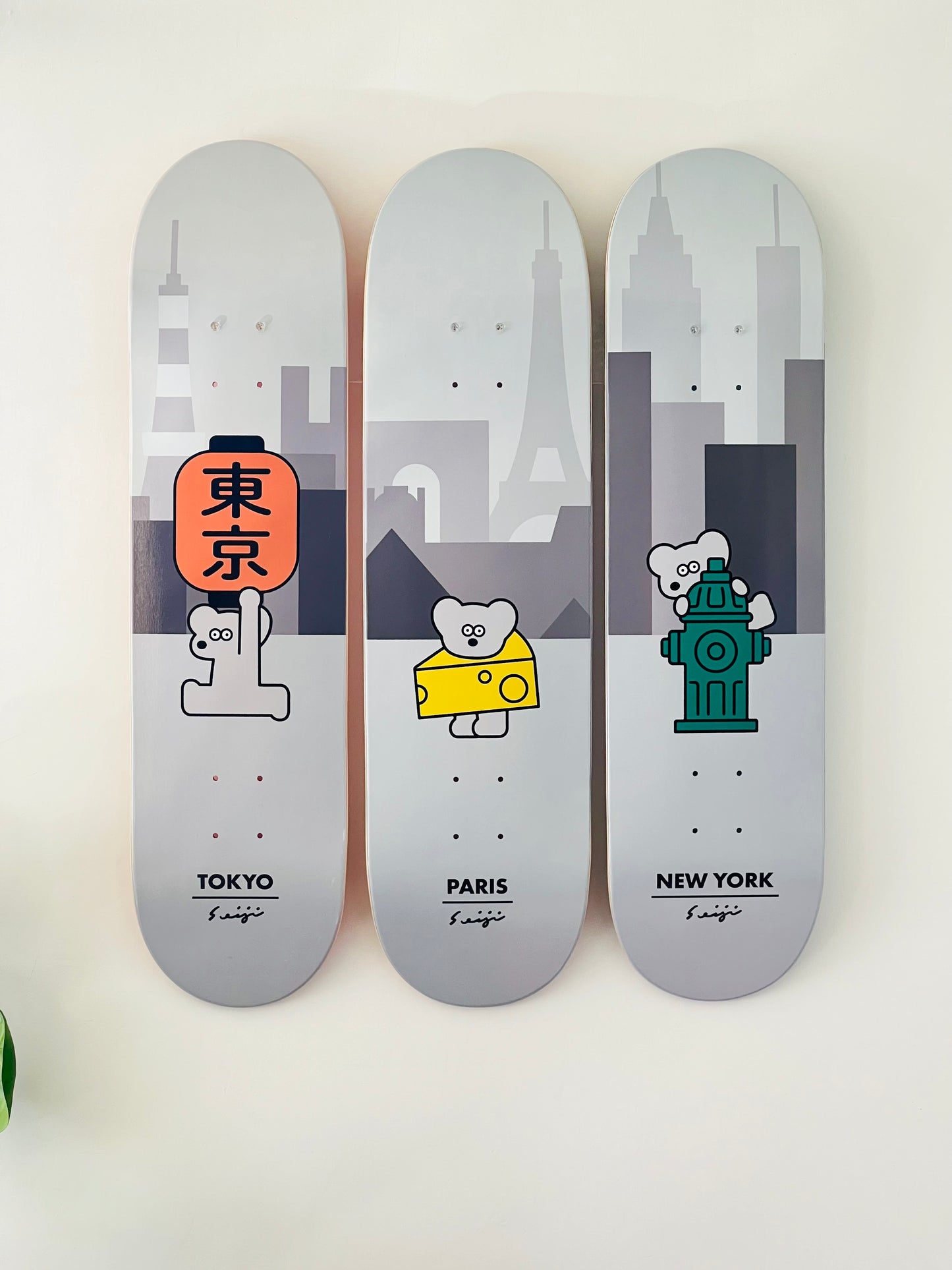 Seiji Matsumoto - Coffret Tokyo Paris New York - 3 skateboards