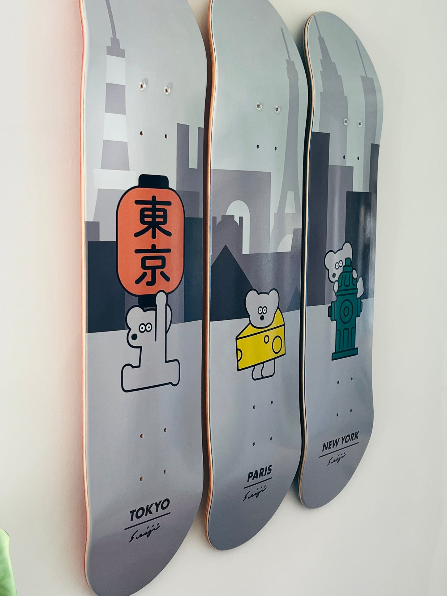 Seiji Matsumoto - Coffret Tokyo Paris New York - 3 skateboards