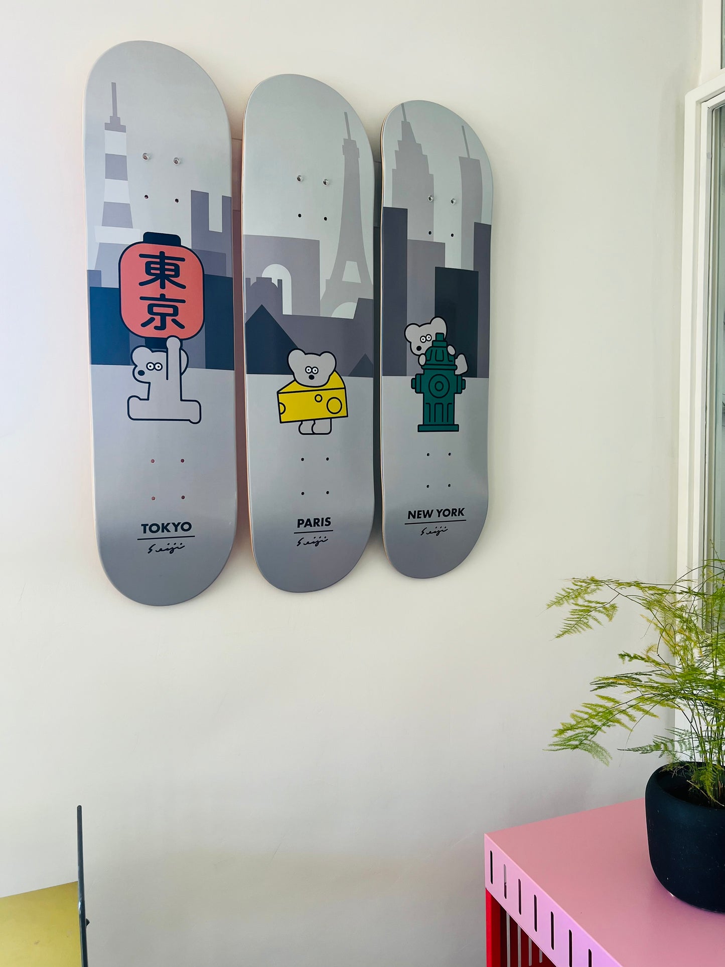 Seiji Matsumoto - Coffret Tokyo Paris New York - 3 skateboards
