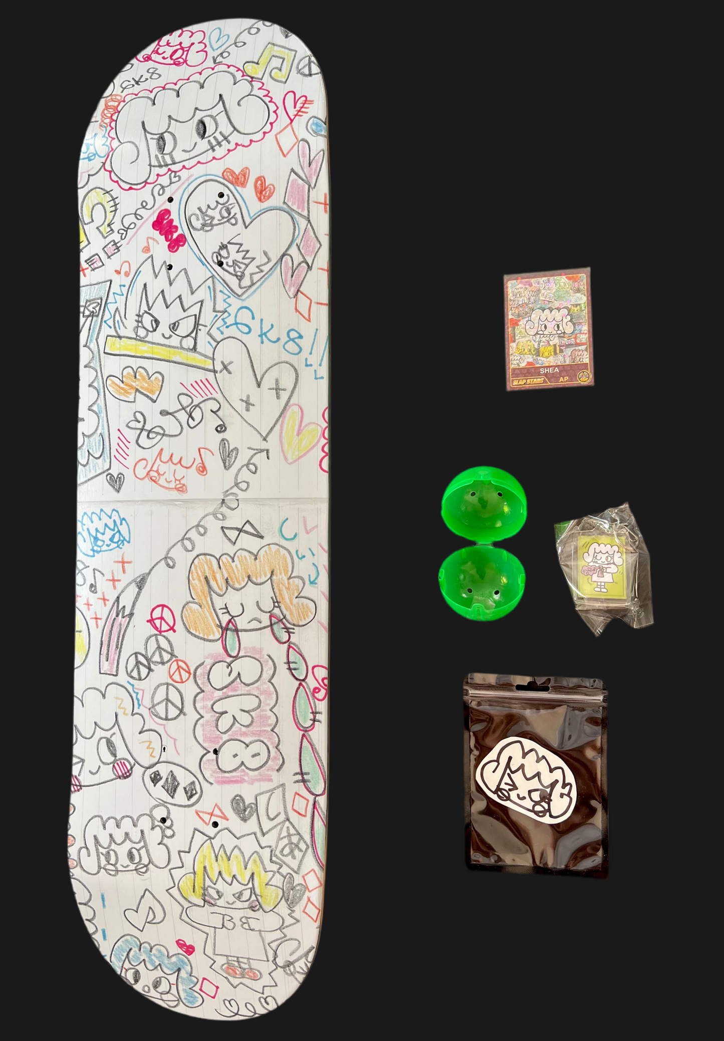 .SHEA - ensemble avec skateboard + goodies