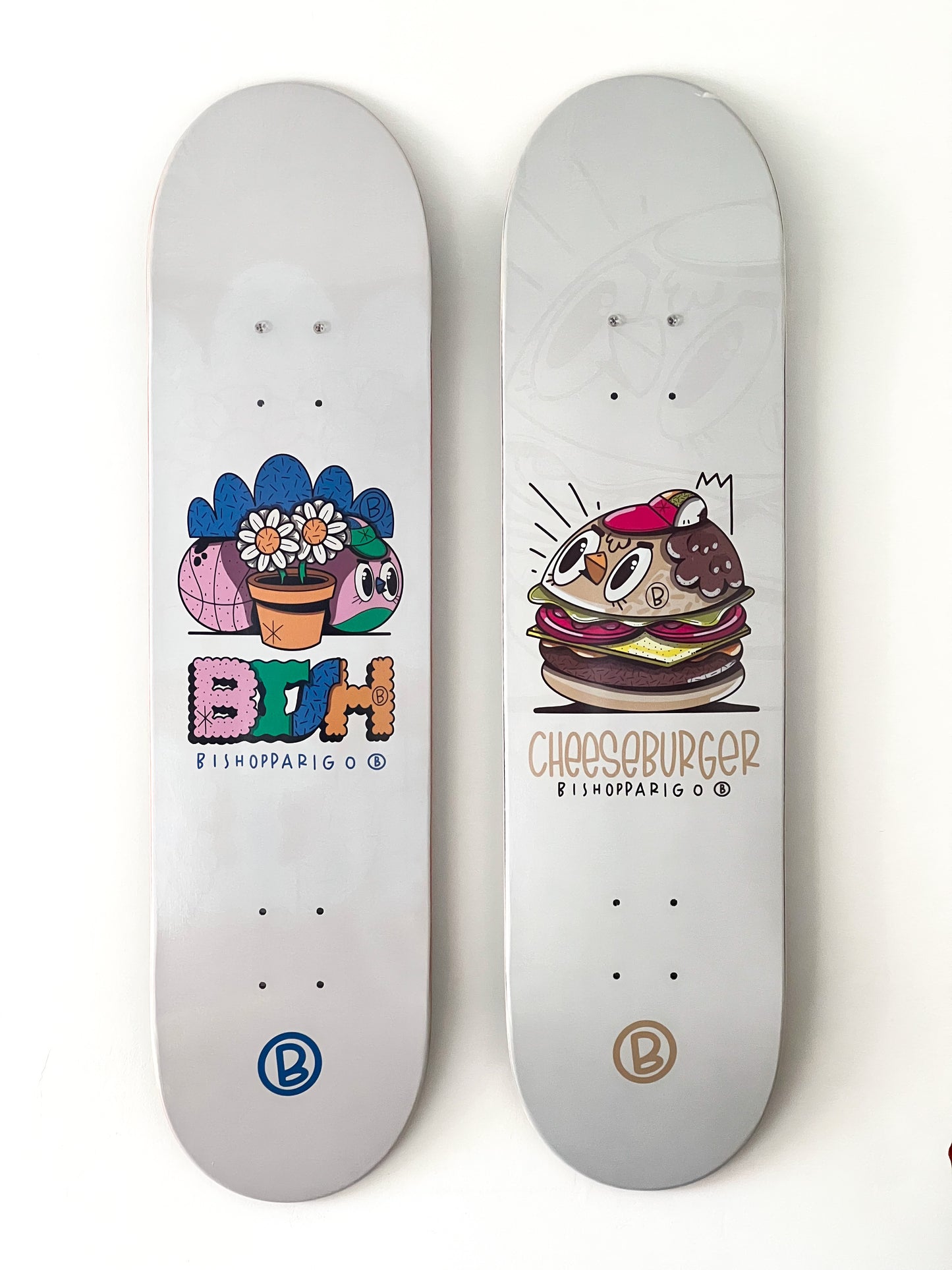 BISHOPPARIGO grey diptych - 2 skateboards