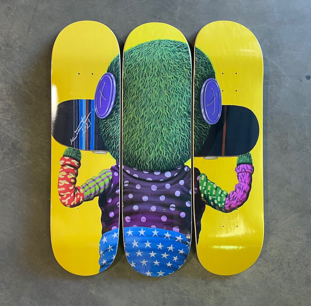 SUANJAYA KENCUT "Skate boy jaune" - Set Deck'On - 3 skateboards