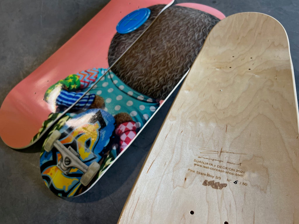 SUANJAYA KENCUT "Pink skate boy" - Coffret Deck'On - 3 skateboards